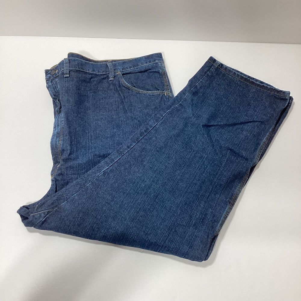 Wrangler FR Riggs Workwear Dark Wash Straight Cut Jeans 56x30 Mens Plus Size